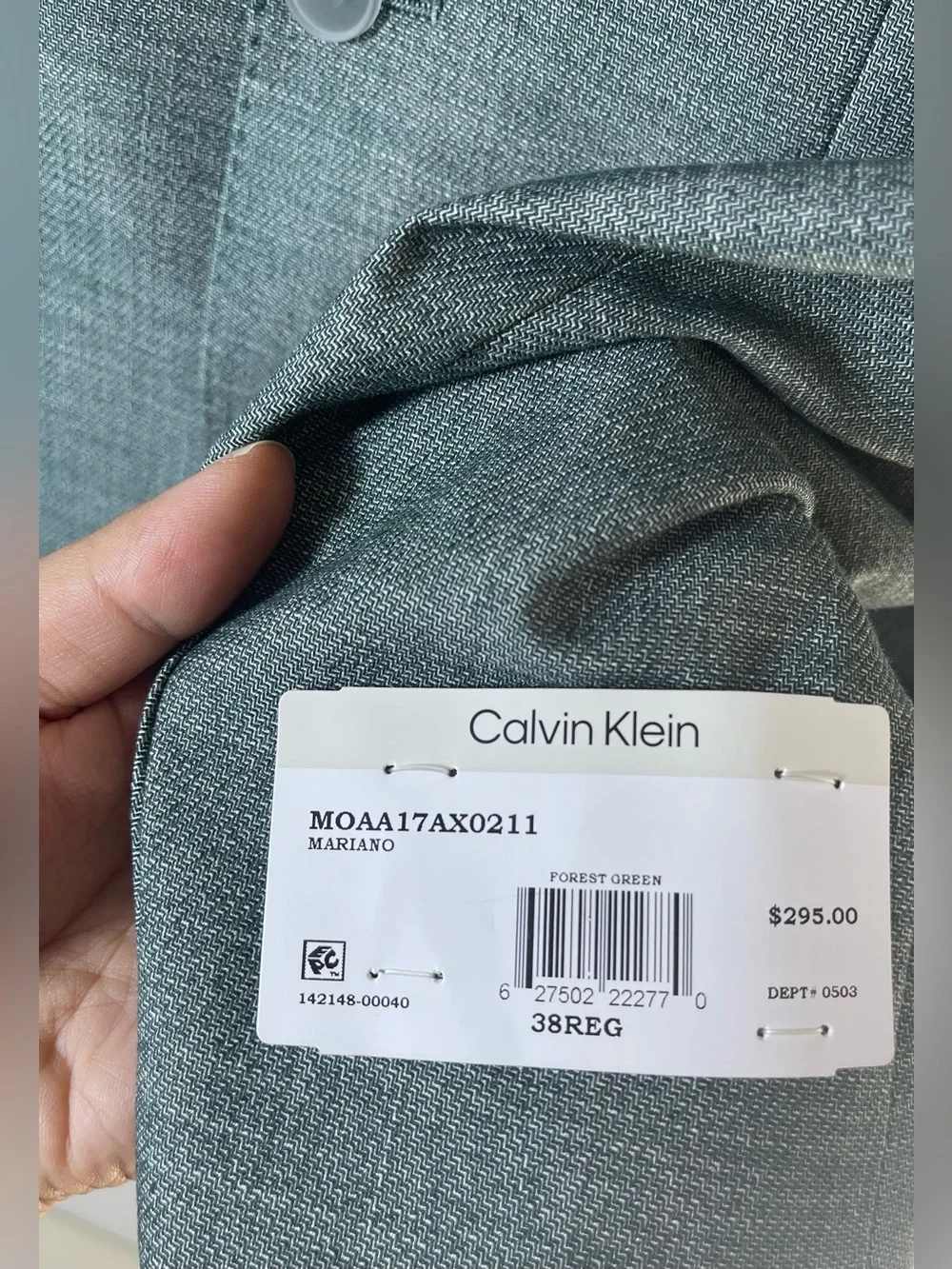 Calvin Klein Men's Mariano Forest Green Slim-Fit Sport Coat Size 38R Brand New